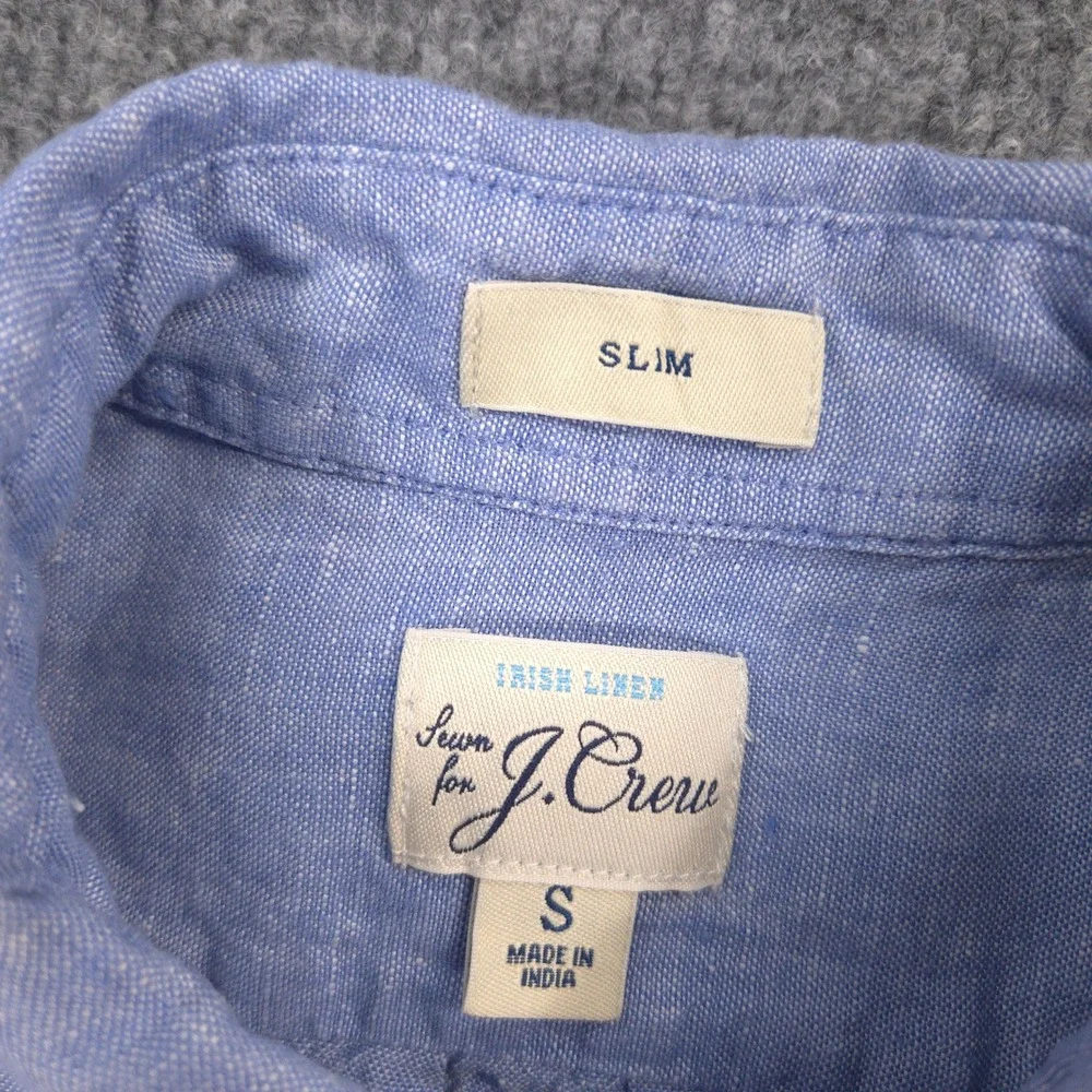 J Crew Baird McNutt Irish Linen Shirt Mens S Blue Slim Fit Long Sleeve Preppy